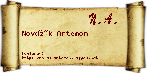 Novák Artemon névjegykártya